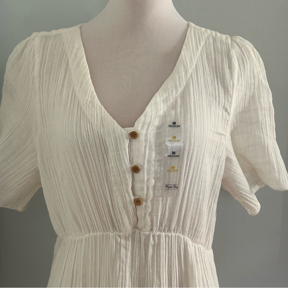 Myra Bay Off-White V-Neck Midi Dress M - Picture 10 of 16